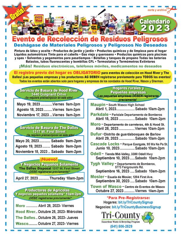 Hazardous Waste Collection Event Schedule